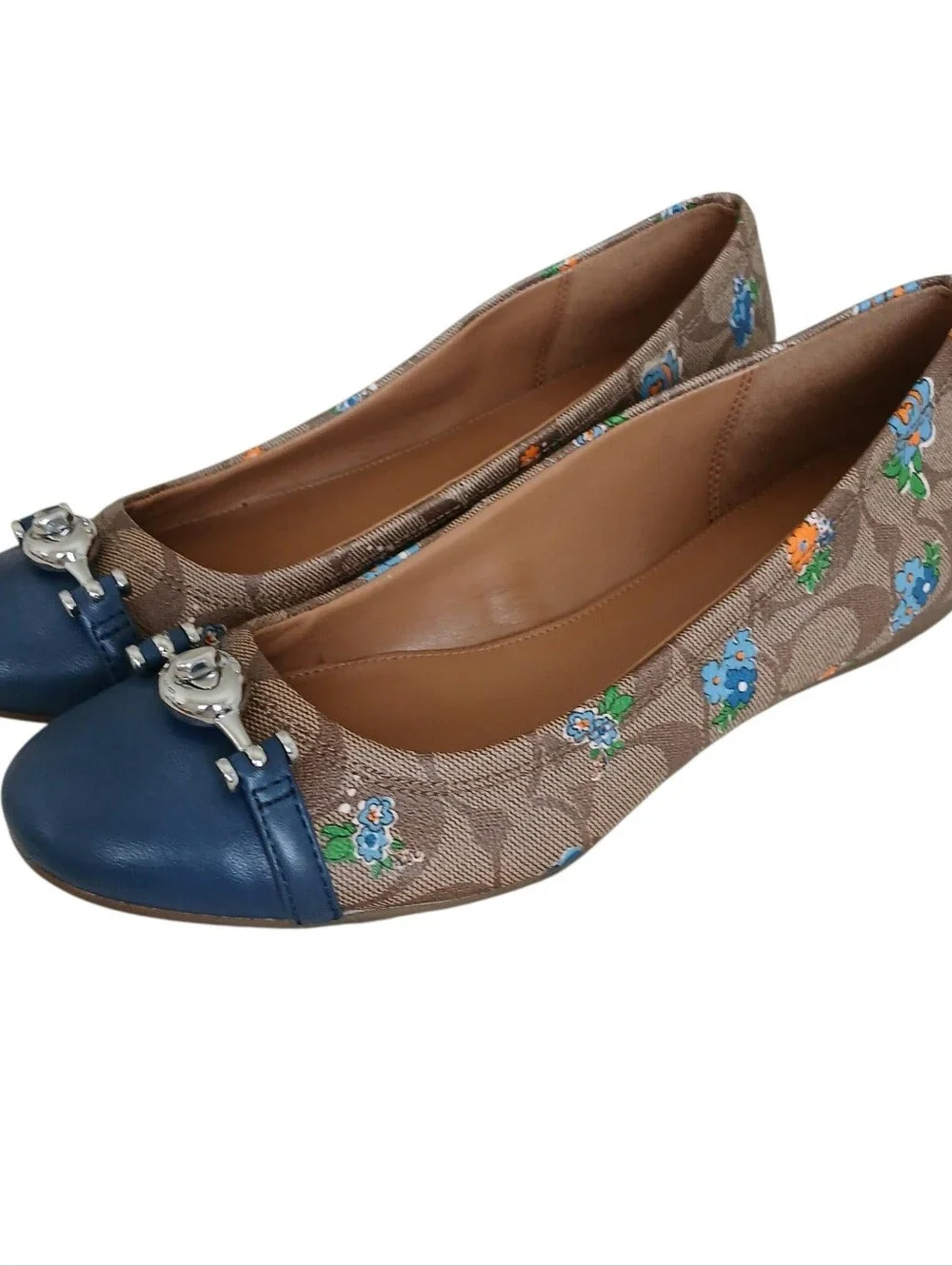 NWOT COACH Leila Signature Monogram Ballet Flats Women's 9.5 Leather Floral